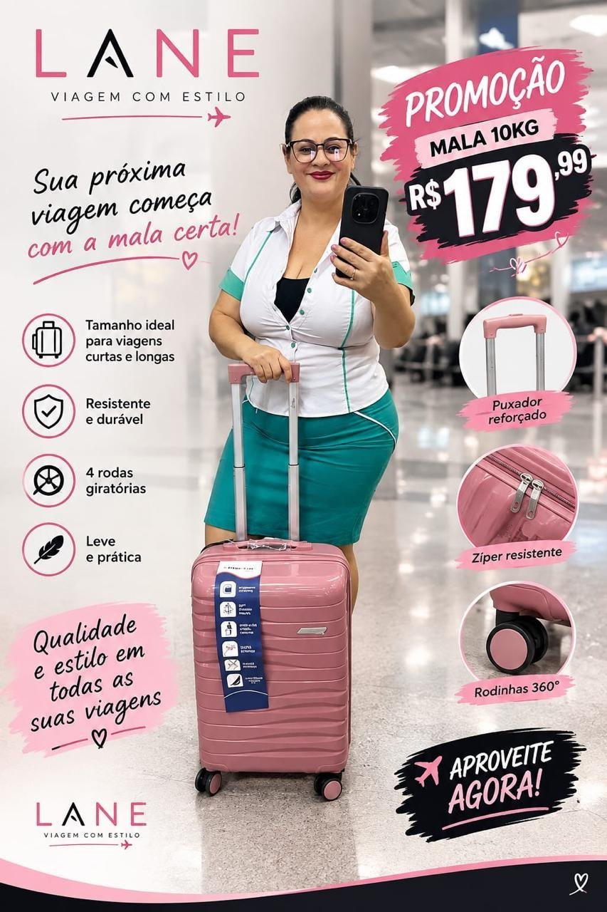 Mala rosa de 10kg, R$ 179,99